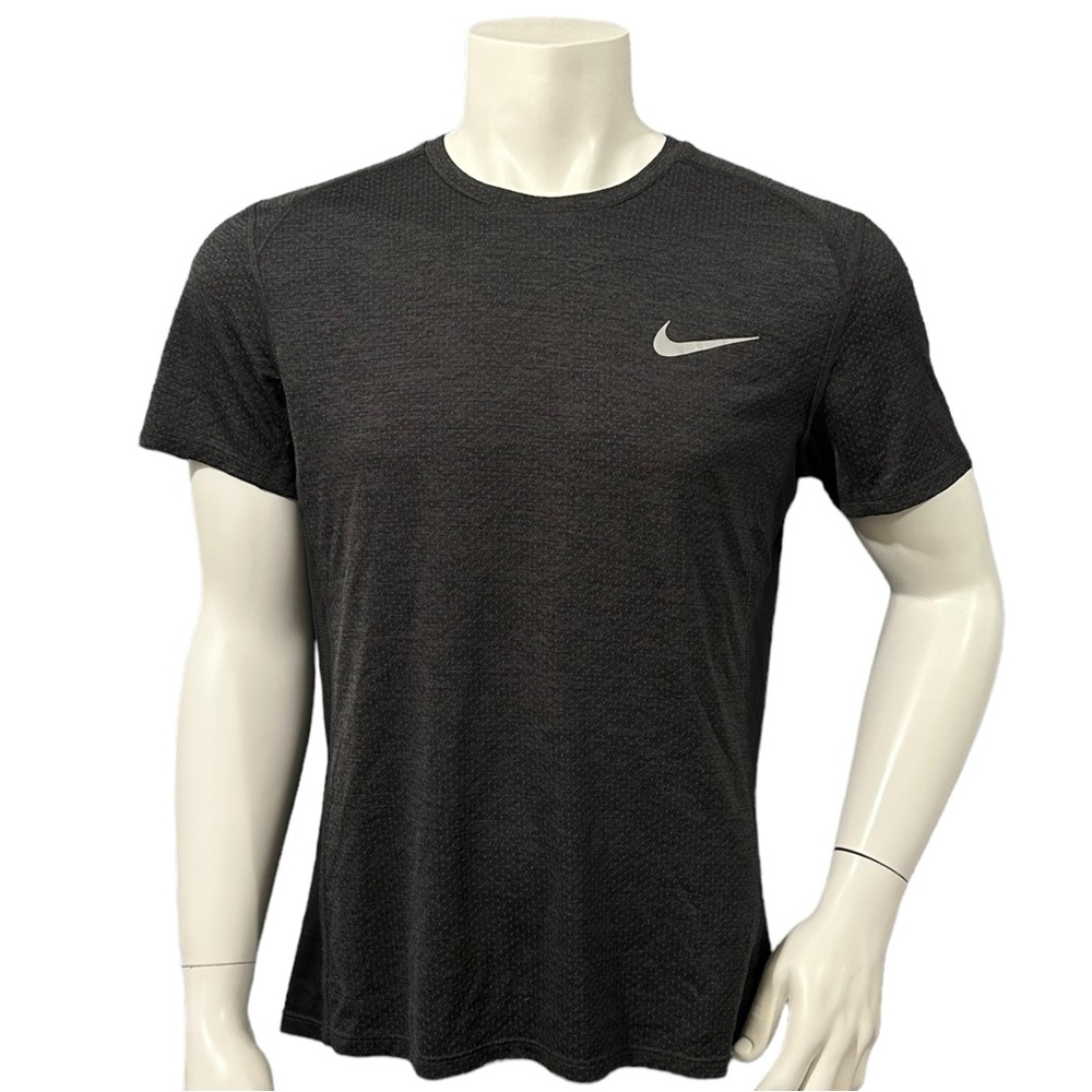 Nike Dri-Fit Mens Running T-Shirt Black Logo Short Sleeve L